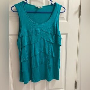 Dressbarn XL Top Turquoise Layered Blouse Tiered Shirt Sleeveless